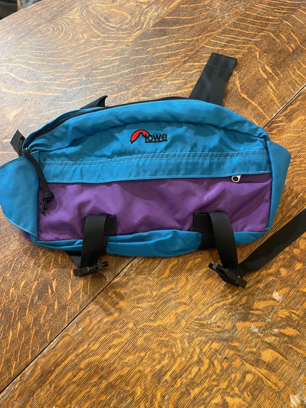 Vintage 90’s Lowe Alpine Teal and Purple Belt Bag with Dual Buckles